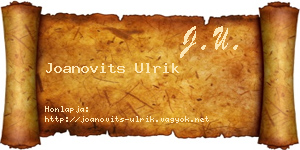Joanovits Ulrik névjegykártya